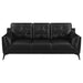 Coaster Moira Upholstered Tufted Living Room Set with Track Arms Black Sofa+Loveseat+Armchair