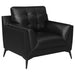 Coaster Moira Upholstered Tufted Living Room Set with Track Arms Black Sofa+Loveseat+Armchair