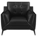 Coaster Moira Upholstered Tufted Living Room Set with Track Arms Black Sofa+Loveseat+Armchair