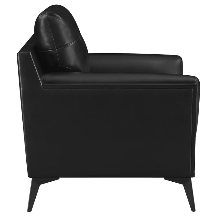 Coaster Moira Upholstered Tufted Living Room Set with Track Arms Black Sofa+Loveseat+Armchair