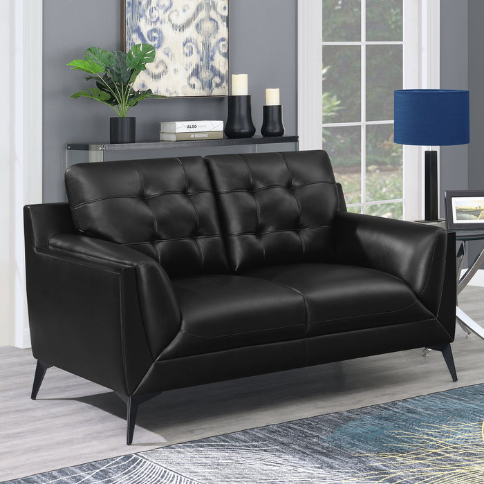 Coaster Moira Upholstered Tufted Loveseat with Track Arms Black Default Title