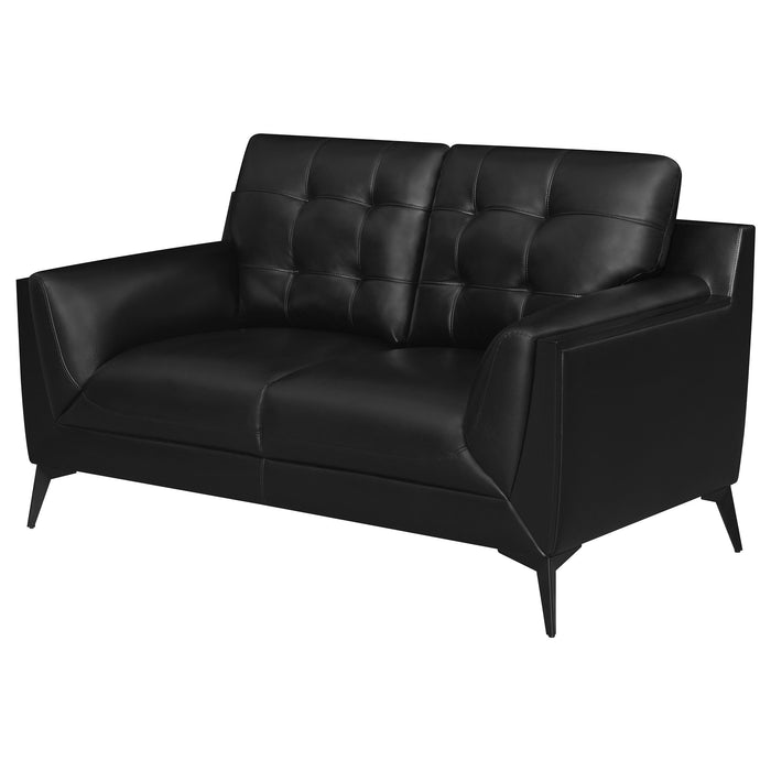 Coaster Moira Upholstered Tufted Loveseat with Track Arms Black Default Title