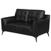 Coaster Moira Upholstered Tufted Loveseat with Track Arms Black Default Title