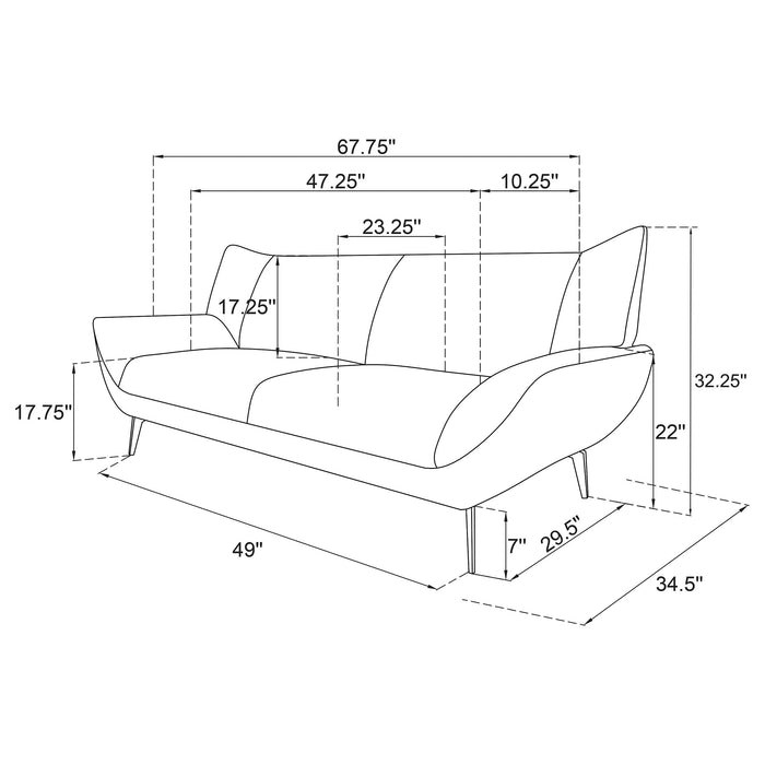 Coaster Acton 2-piece Upholstered Flared Arm Sofa Set Teal Blue Sofa+Loveseat+Armchair