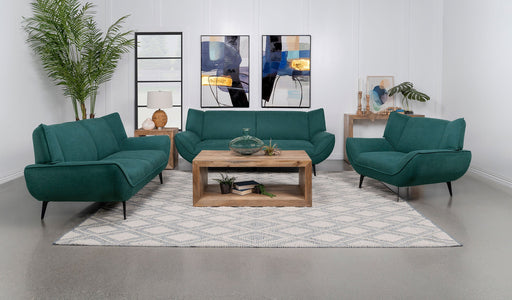 Coaster Acton 2-piece Upholstered Flared Arm Sofa Set Teal Blue Sofa+Loveseat+Armchair