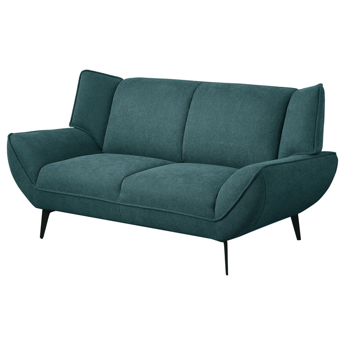 Coaster Acton Upholstered Flared Arm Loveseat Teal Blue Default Title