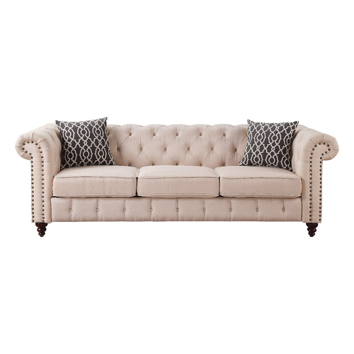 Aurelia 90"L Linen Sofa with 2 Pillows