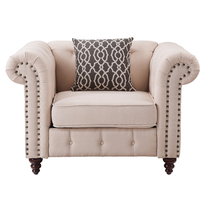 Aurelia 45"W Linen Chair with Pillow