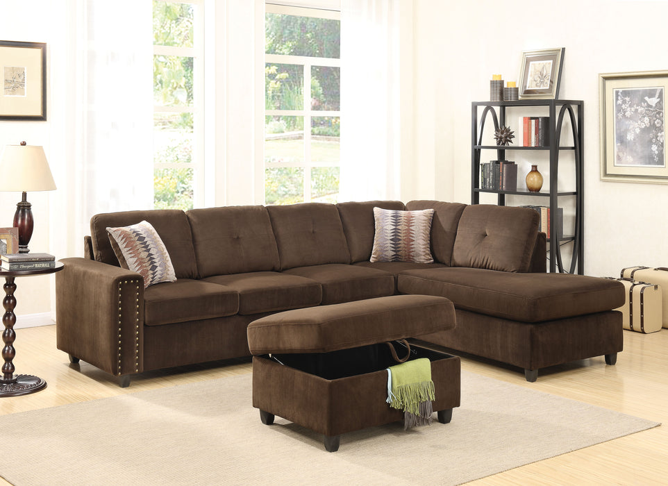 Belville 111"L Reversible Sectional Sofa with 2 Pillows