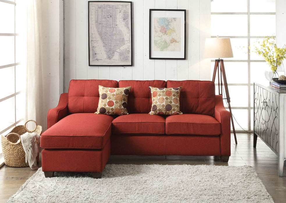 Cleavon II 84"L Linen Reversible Sectional Sofa & Ottoman with 2 Pillows