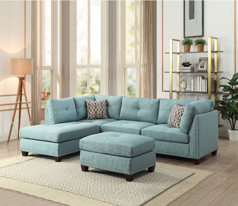 Laurissa 104"L Sectional Sofa & Ottoman with 2 Pillows