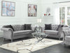 Coaster Frostine Upholstered Tufted Living Room Set Silver Sofa+Loveseat