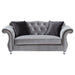 Coaster Frostine Upholstered Tufted Living Room Set Silver Sofa+Loveseat+Armchair