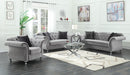 Coaster Frostine Upholstered Tufted Living Room Set Silver Sofa+Loveseat+Armchair