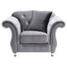 Coaster Frostine Upholstered Tufted Living Room Set Silver Sofa+Loveseat+Armchair