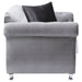 Coaster Frostine Upholstered Tufted Living Room Set Silver Sofa+Loveseat+Armchair