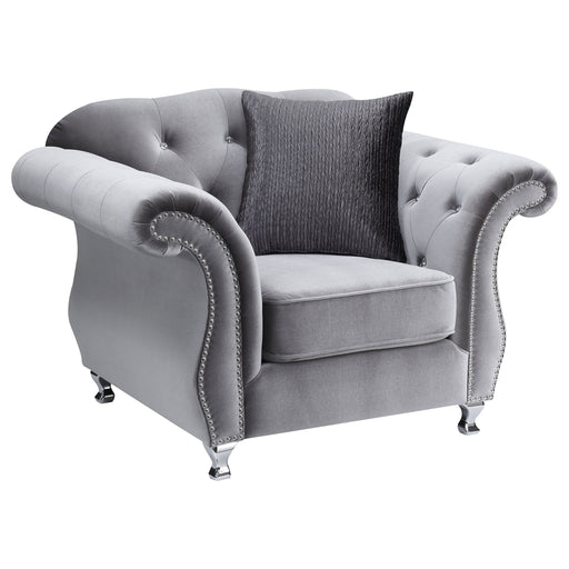 Coaster Frostine Button Tufted Chair Silver Default Title