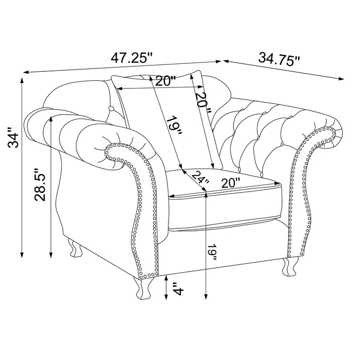 Coaster Frostine Button Tufted Chair Silver Default Title