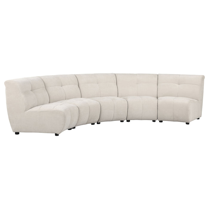 Coaster Charlotte Upholstered Curved Modular Sectional Sofa Ivory Default Title