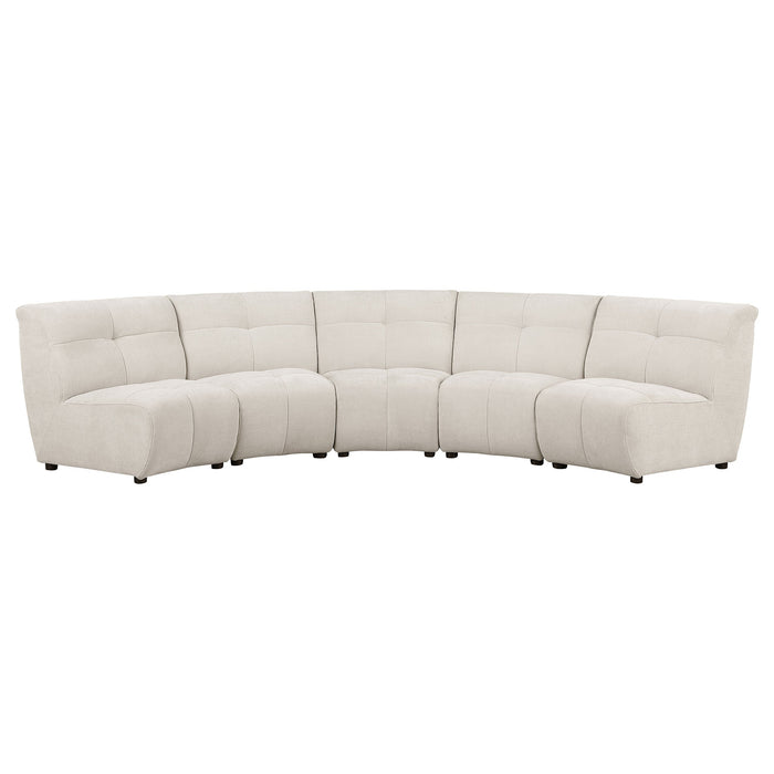 Coaster Charlotte Upholstered Curved Modular Sectional Sofa Ivory Default Title