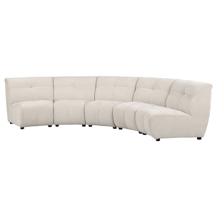 Coaster Charlotte Upholstered Curved Modular Sectional Sofa Ivory Default Title