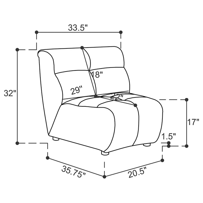 Coaster Charlotte Upholstered Curved Modular Sectional Sofa Ivory Default Title