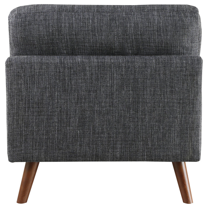 Churchill Tufted Cushion Back Armless Chair Dark Grey and Walnut