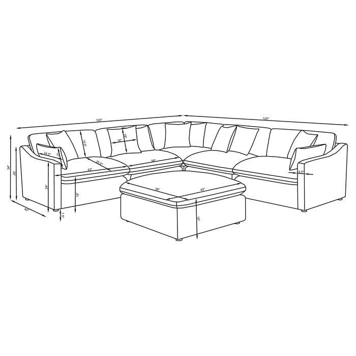 Coaster Hobson 6-piece Reversible Cushion Modular Sectional Off-White Default Title