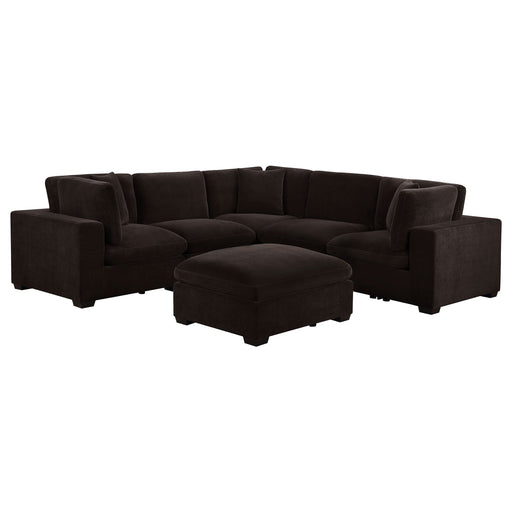 Coaster Lakeview Upholstered Modular Sectional Sofa Dark Chocolate Default Title