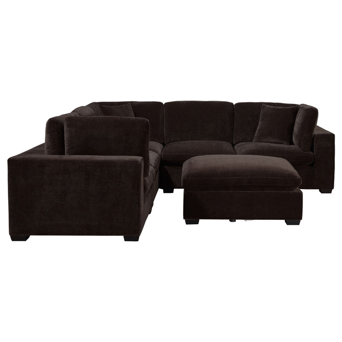 Coaster Lakeview Upholstered Modular Sectional Sofa Dark Chocolate Default Title