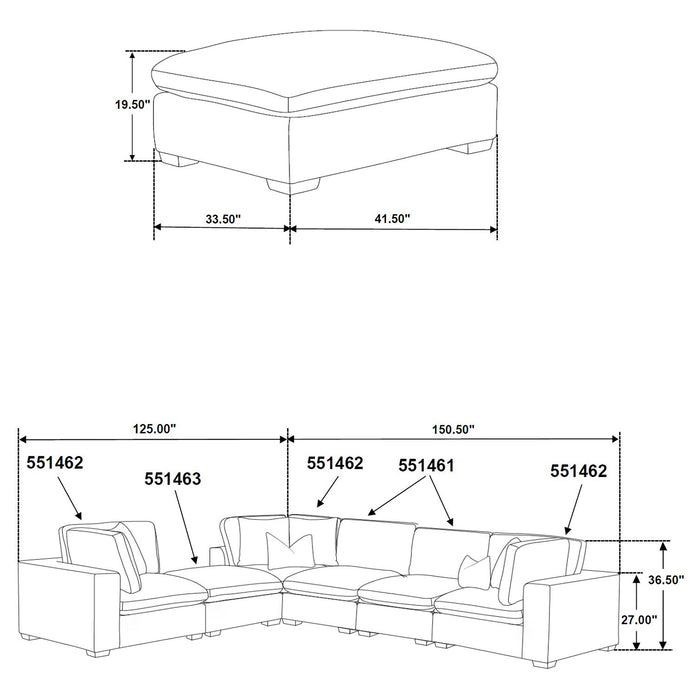 Coaster Lakeview Upholstered Modular Sectional Sofa Dark Chocolate Default Title