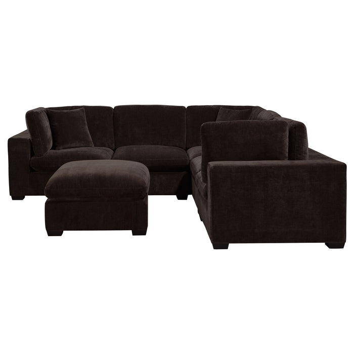 Coaster Lakeview Upholstered Modular Sectional Sofa Dark Chocolate Default Title