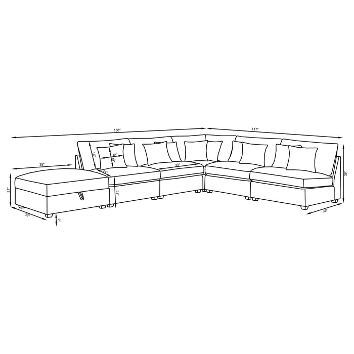 Coaster Cambria Upholstered Modular Sectional Grey Right