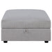 Coaster Cambria Upholstered Square Storage Ottoman Grey Default Title