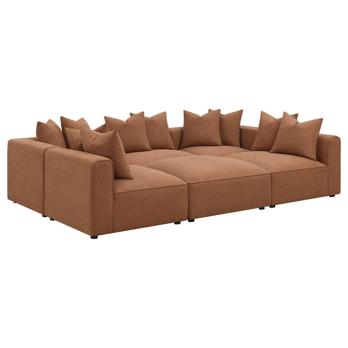 Coaster Jennifer 6-piece Upholstered Modular Sectional Terracotta Default Title