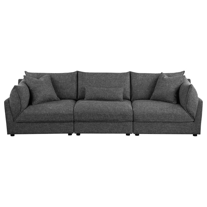 Coaster Sasha 3-Piece Upholstered Sofa Barely Black Default Title