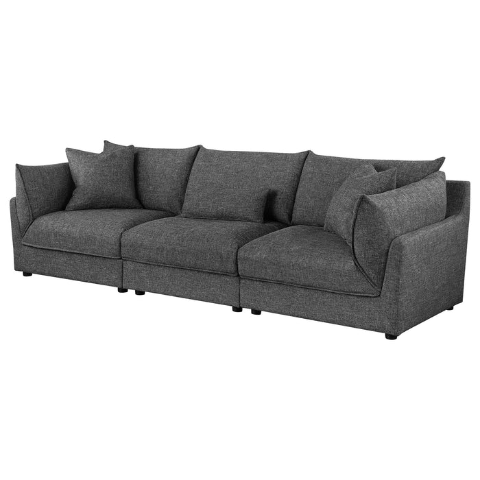 Coaster Sasha 3-Piece Upholstered Sofa Barely Black Default Title