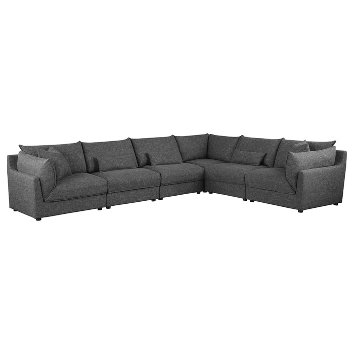 Coaster Sasha 6-Piece Upholstered Modular Sectional Barely Black Default Title