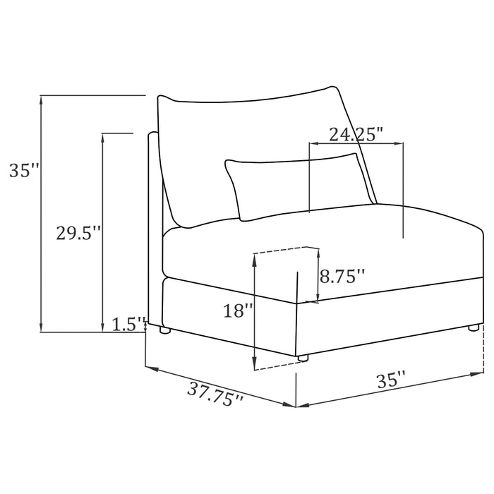 Coaster Sasha Upholstered Armless Chair Barely Black Default Title