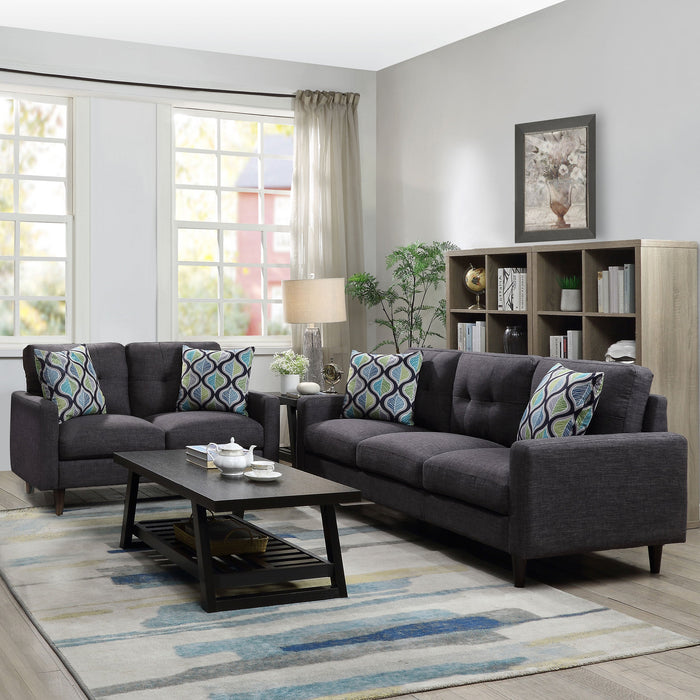 Coaster Watsonville 2-piece Cushion Back Living Room Set Grey Sofa+Loveseat