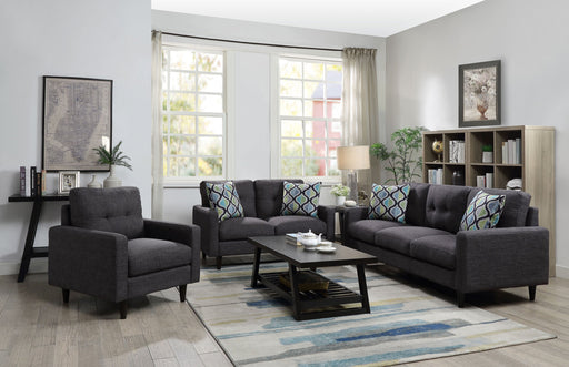 Coaster Watsonville 2-piece Cushion Back Living Room Set Grey Sofa+Loveseat+Armchair