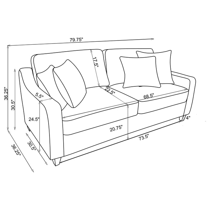 Coaster Christine Cushion Back Living Room Set Beige Sofa+Loveseat+Armchair