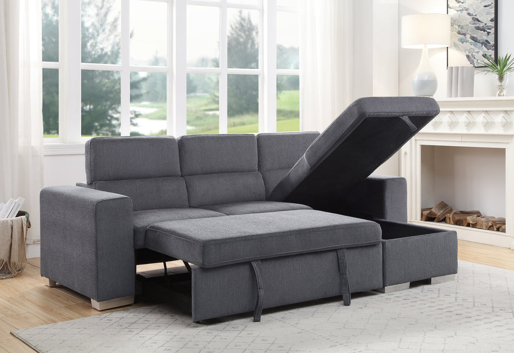 Natalie 91"L Chenille Sectional Sofa with Storage