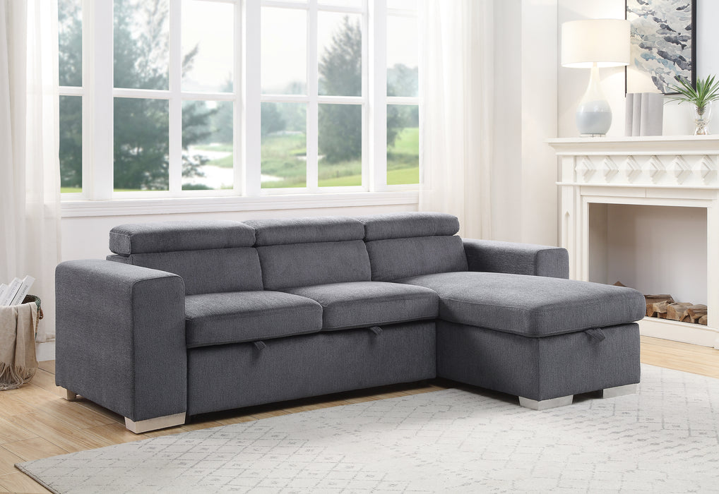 Natalie 91"L Chenille Sectional Sofa with Storage