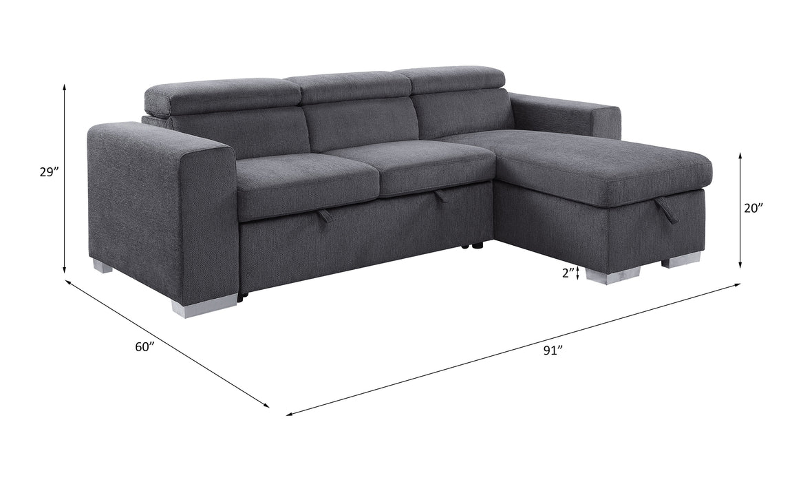 Natalie 91"L Chenille Sectional Sofa with Storage