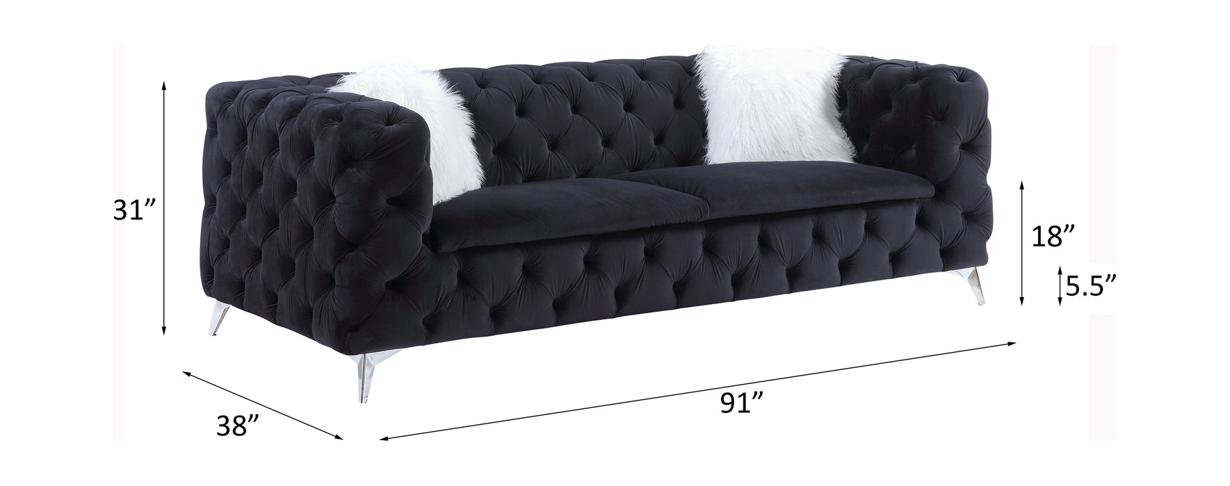 Phifina 91"L Sofa with 2 Pillows