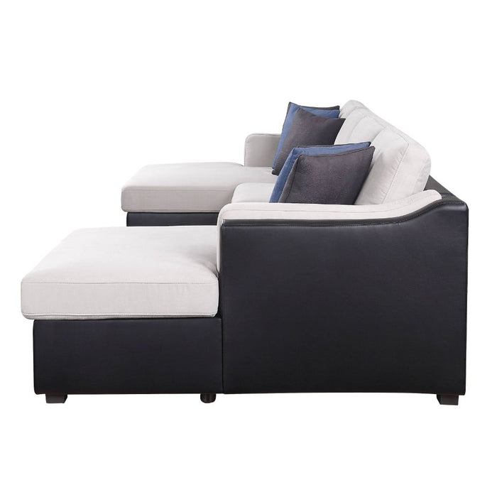 Merill 127"L Sectional Sofa with Sleeper & 6 Pillows