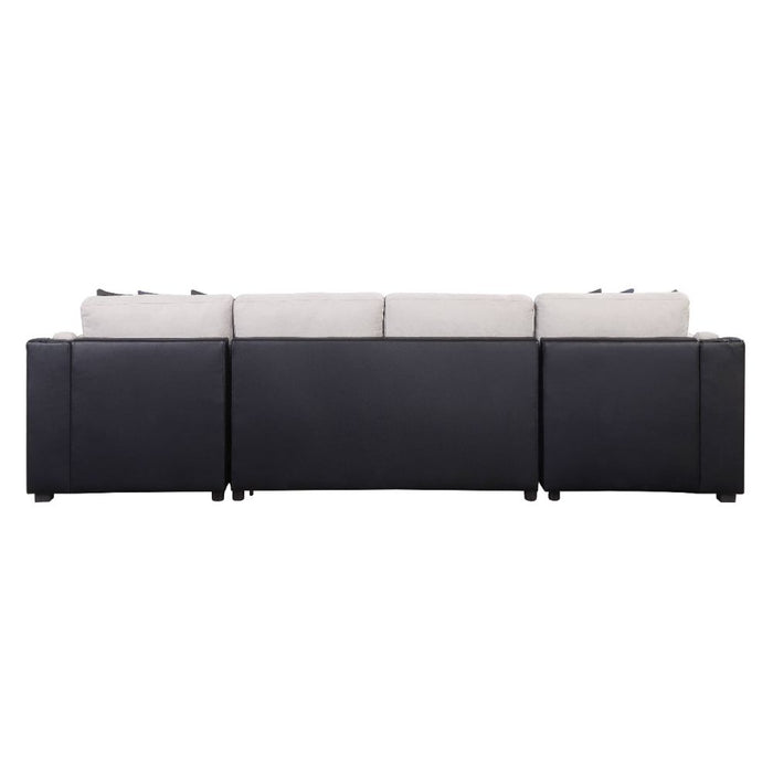 Merill 127"L Sectional Sofa with Sleeper & 6 Pillows