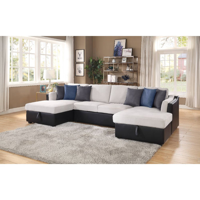 Merill 127"L Sectional Sofa with Sleeper & 6 Pillows