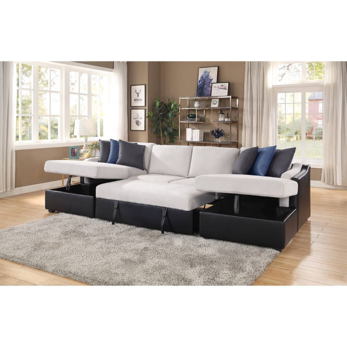 Merill 127"L Sectional Sofa with Sleeper & 6 Pillows